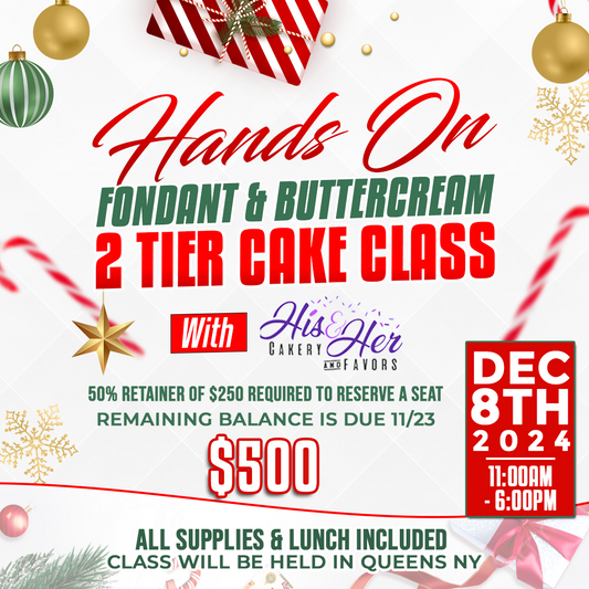 FONDANT & BUTTERCREAM 2 TIER HANDS ON CAKE CLASS (Christmas Edition )12/8/24